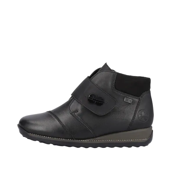Rieker Schuhe 44255-00 Schwarze Klettverschluss RTex Knöchelstiefel