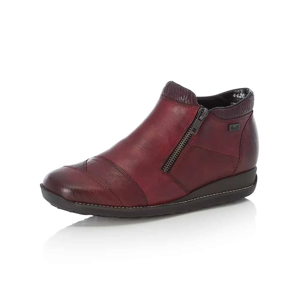 Rieker Schuhe 44281-35 Schwarz/Weinrot Reißverschluss RTex