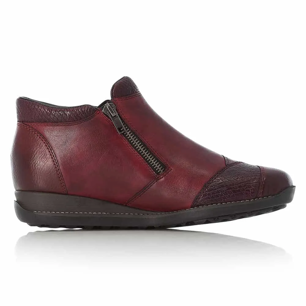 Rieker Schuhe 44281-35 Schwarz/Weinrot Reißverschluss RTex