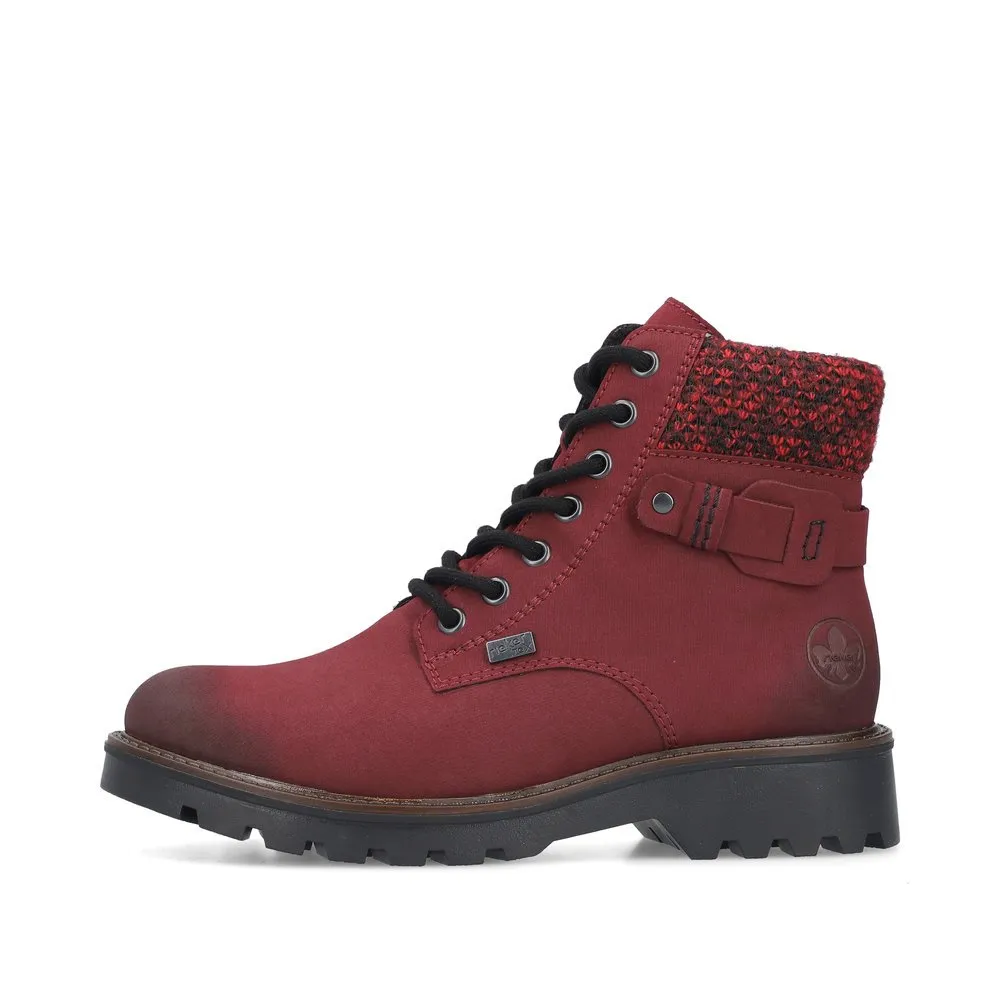 Rieker Schuhe 73225-35 Bordeaux Strickbund Schnür-/Reißverschluss RTex