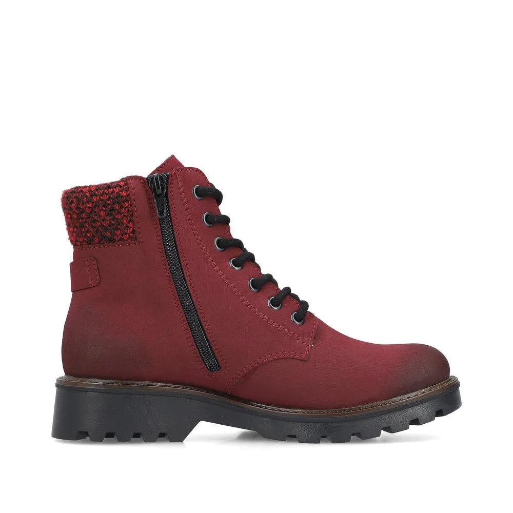 Rieker Schuhe 73225-35 Bordeaux Strickbund Schnür-/Reißverschluss RTex