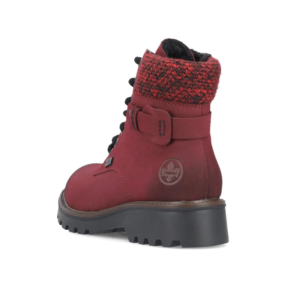 Rieker Schuhe 73225-35 Bordeaux Strickbund Schnür-/Reißverschluss RTex
