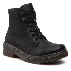 Rieker Schuhe 78240-00 Schwarz Spitze mit Pelzbesatz