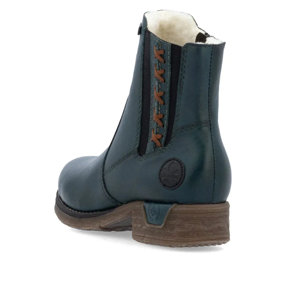 Rieker Schuhe 79653-12 Petrol Knöchelreißverschluss RTex