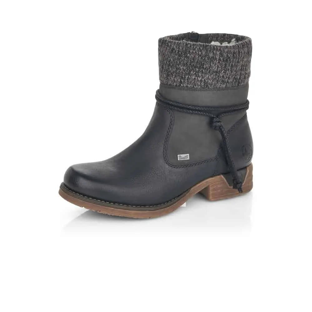Rieker Schuhe 79688-00 Schwarz Gestrickter Bund RTex