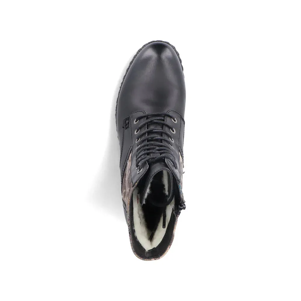 Rieker Schuhe 93614-00 Schwarz Blumenmuster Mehrfarbig Knöchelriemen/Reißverschluss RTex