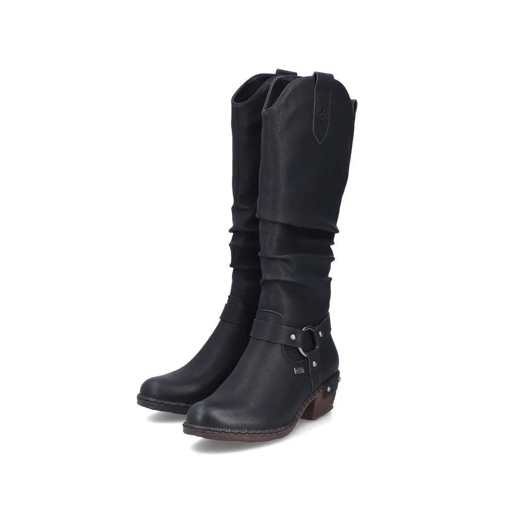 Rieker Schuhe 93670-00 Schwarze Stiefel mit Futter aus RTex