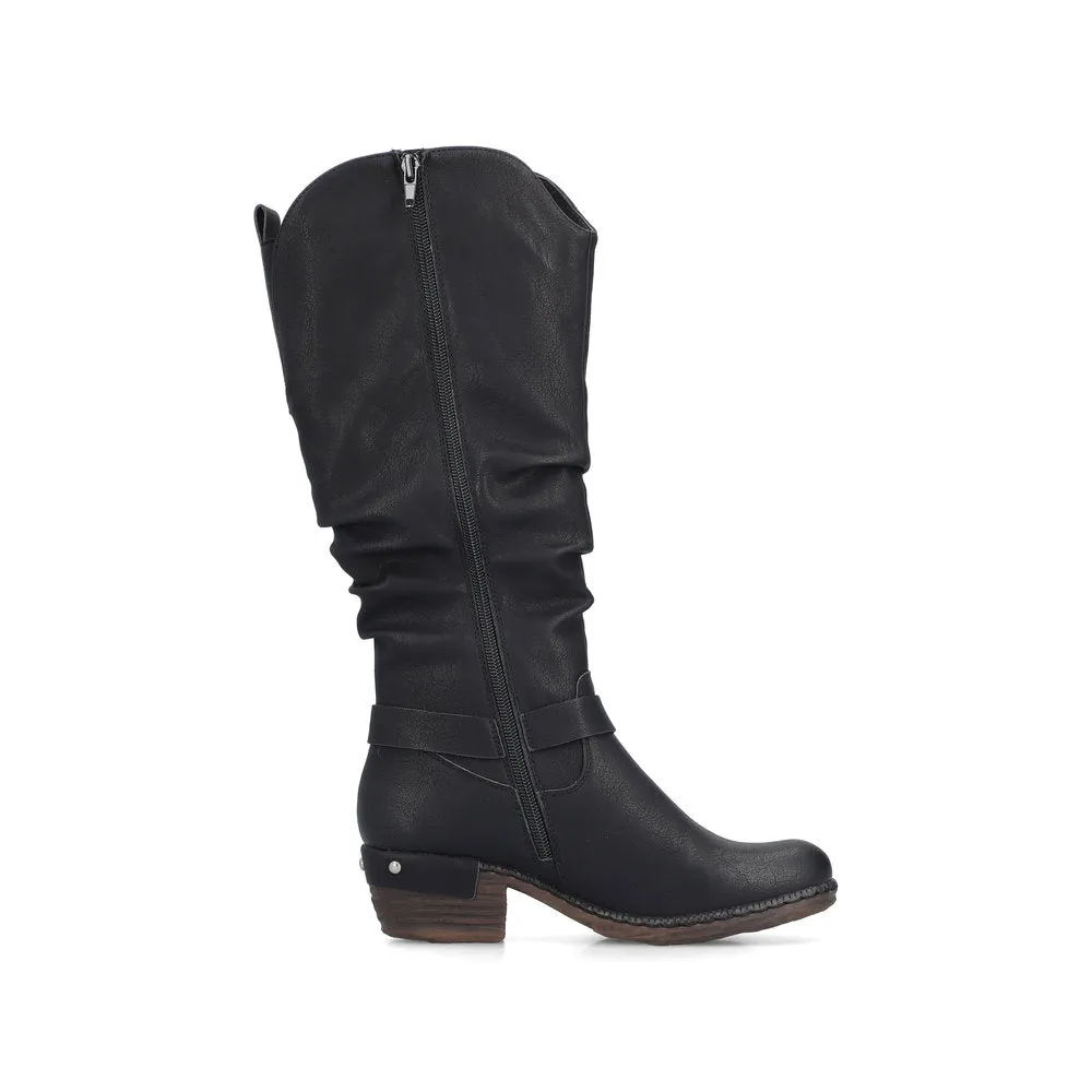 Rieker Schuhe 93670-00 Schwarze Stiefel mit Futter aus RTex