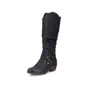 Rieker Schuhe 93670-00 Schwarze Stiefel mit Futter aus RTex