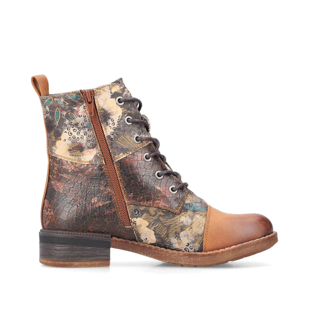 Rieker Schuhe 94611-90 Braun Mehrfarbig Knöchel Schnür-/Reißverschluss RTex