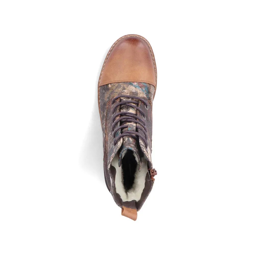 Rieker Schuhe 94611-90 Braun Mehrfarbig Knöchel Schnür-/Reißverschluss RTex