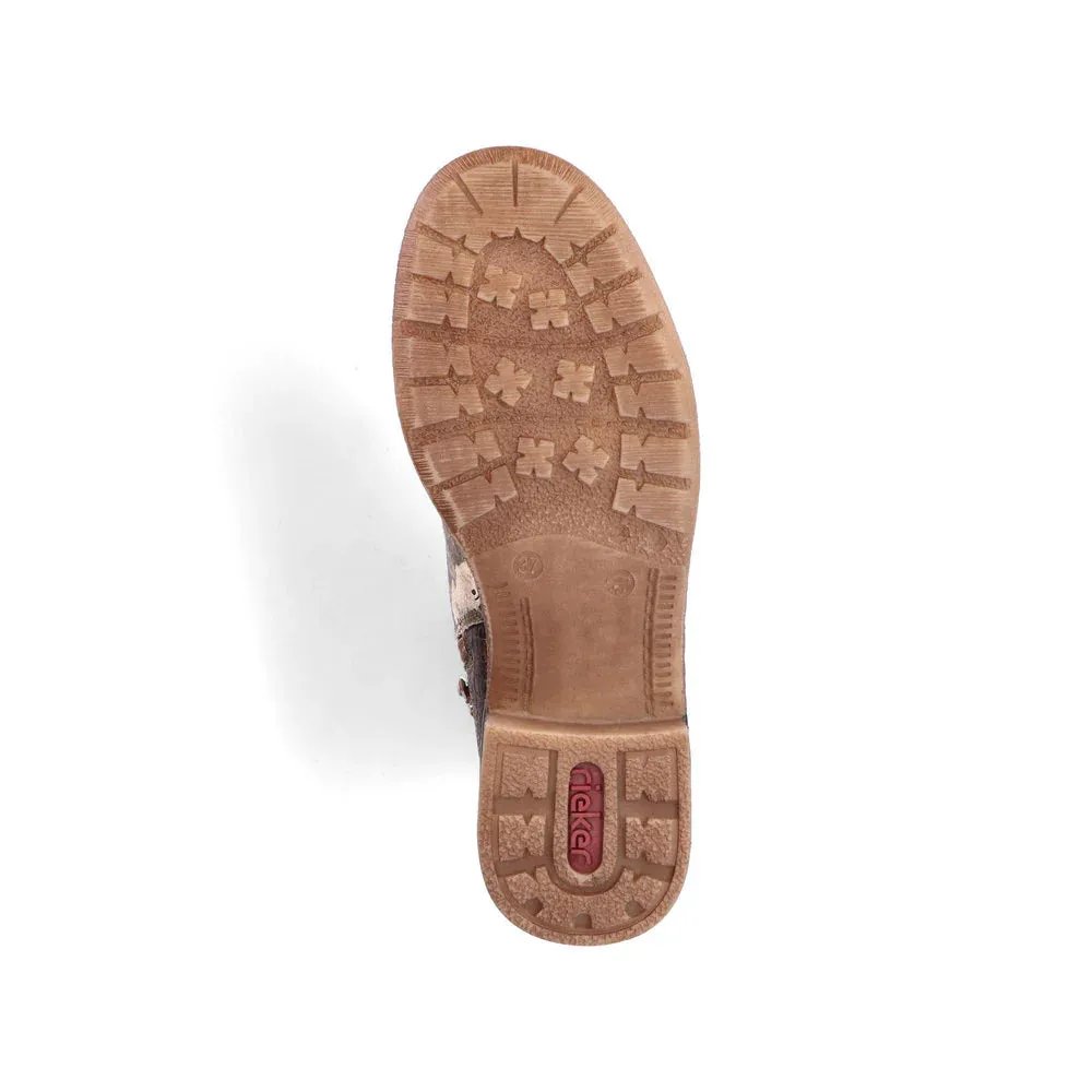 Rieker Schuhe 94611-90 Braun Mehrfarbig Knöchel Schnür-/Reißverschluss RTex