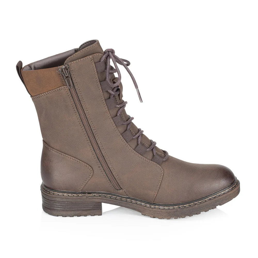 Rieker Schuhe 94720-25 Verblasstes Braun Knöchel Schnür-/Reißverschluss RTex