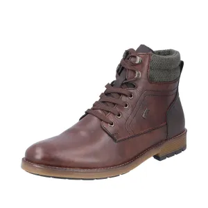 Rieker Schuhe F4544-25 Dunkelbraun mit Schnürung/Seitlichem Reißverschluss RTex