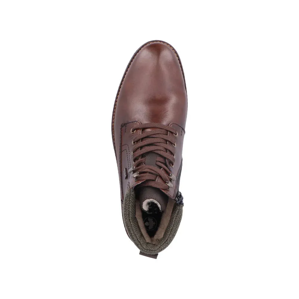Rieker Schuhe F4544-25 Dunkelbraun mit Schnürung/Seitlichem Reißverschluss RTex