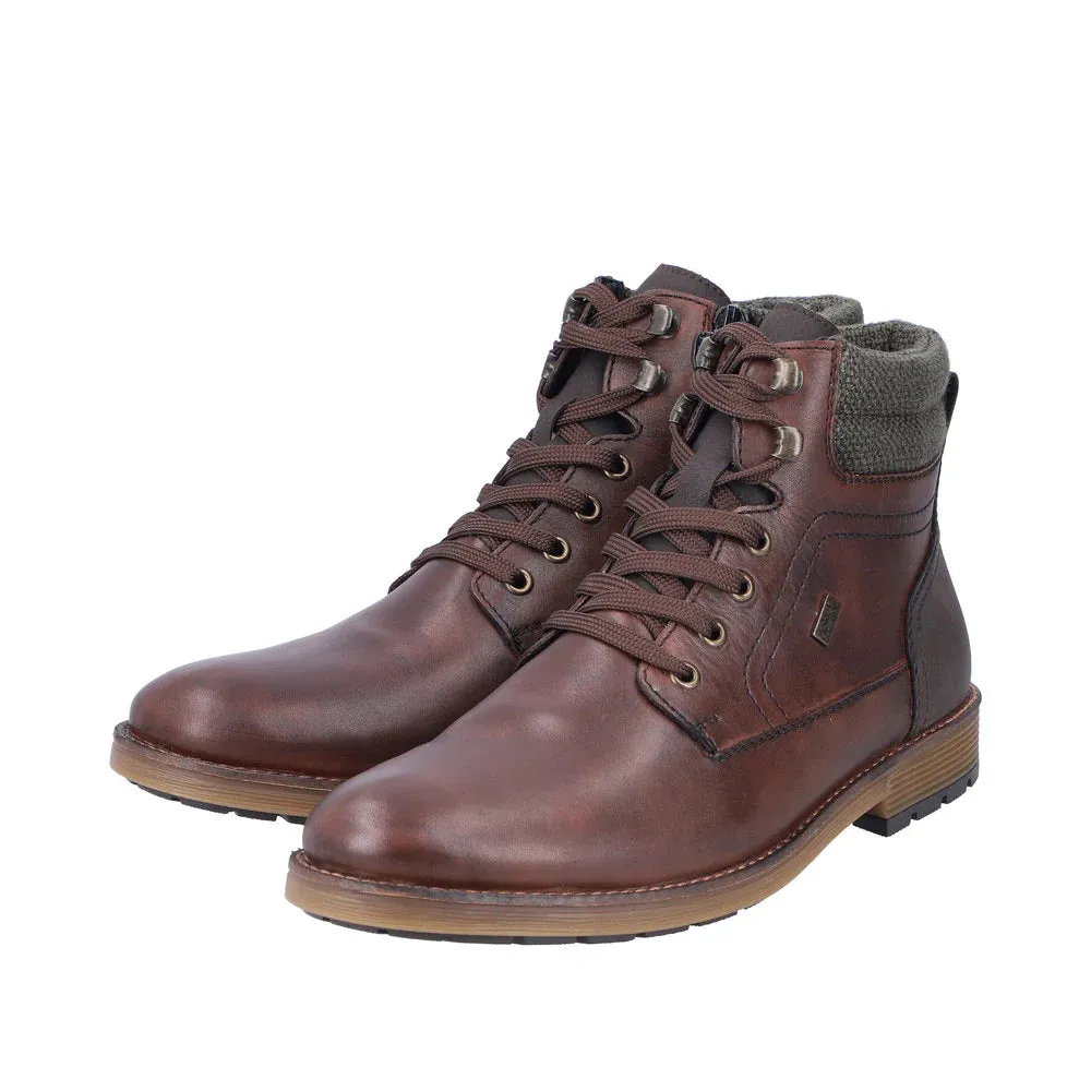Rieker Schuhe F4544-25 Dunkelbraun mit Schnürung/Seitlichem Reißverschluss RTex