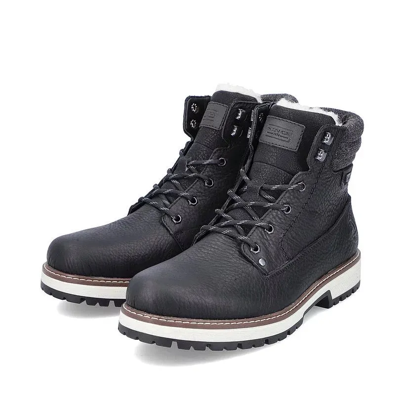 Rieker Schuhe F8301-00 Schwarze Schnürstiefel RTex