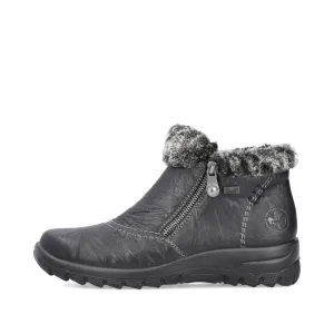 Rieker Schuhe L7172-00 Schwarz Pelzbesatz RTex
