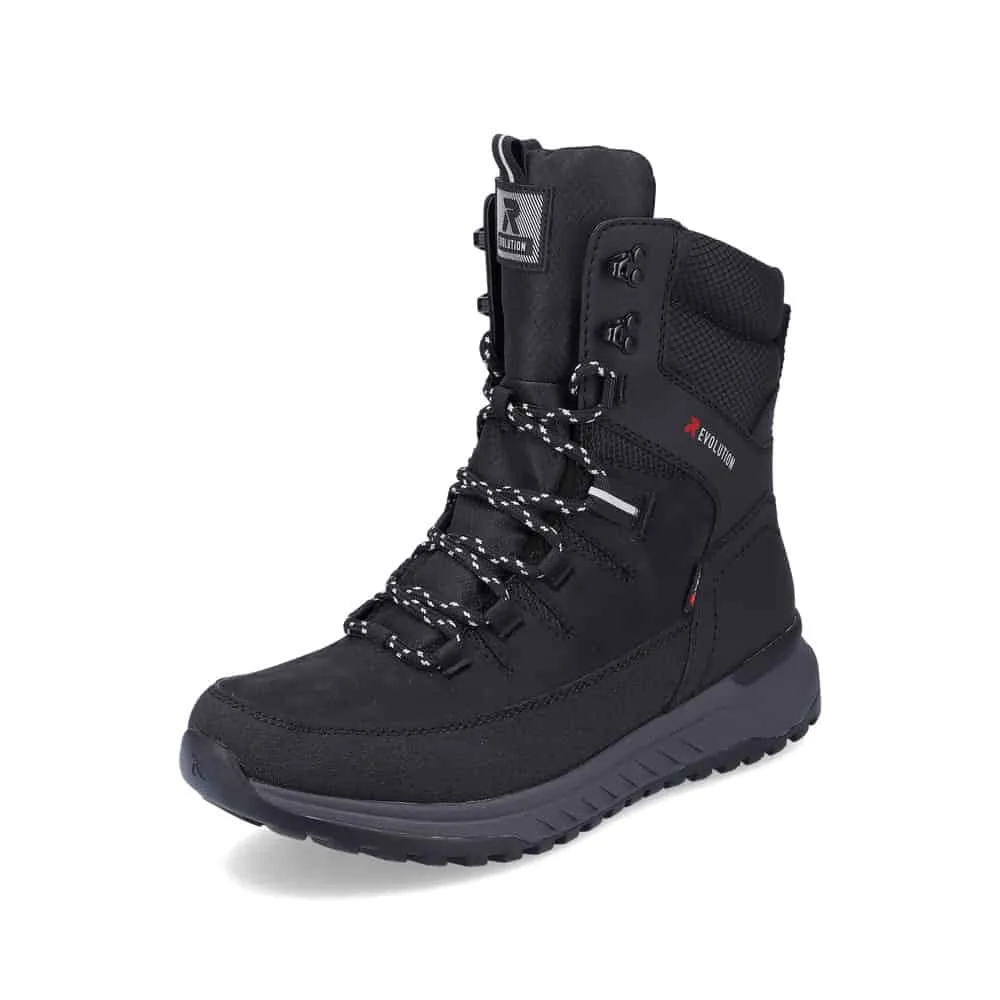 Rieker Schuhe U0171-00 Schwarze Schnürstiefel RTex