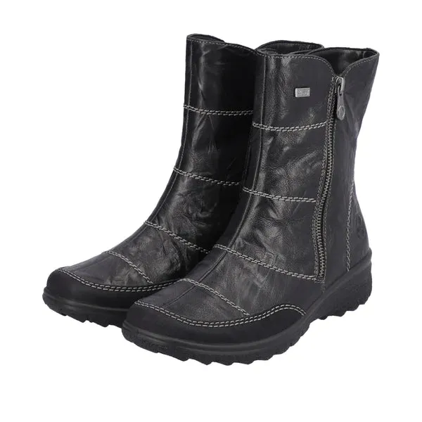 Rieker Schuhe Z7055-00 Schwarz Seitlicher Reißverschluss RTex