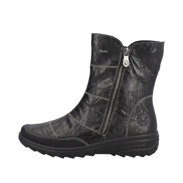 Rieker Schuhe Z7055-00 Schwarz Seitlicher Reißverschluss RTex
