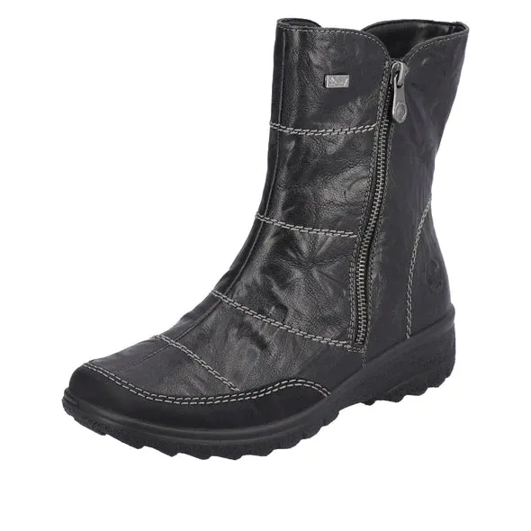 Rieker Schuhe Z7055-00 Schwarz Seitlicher Reißverschluss RTex