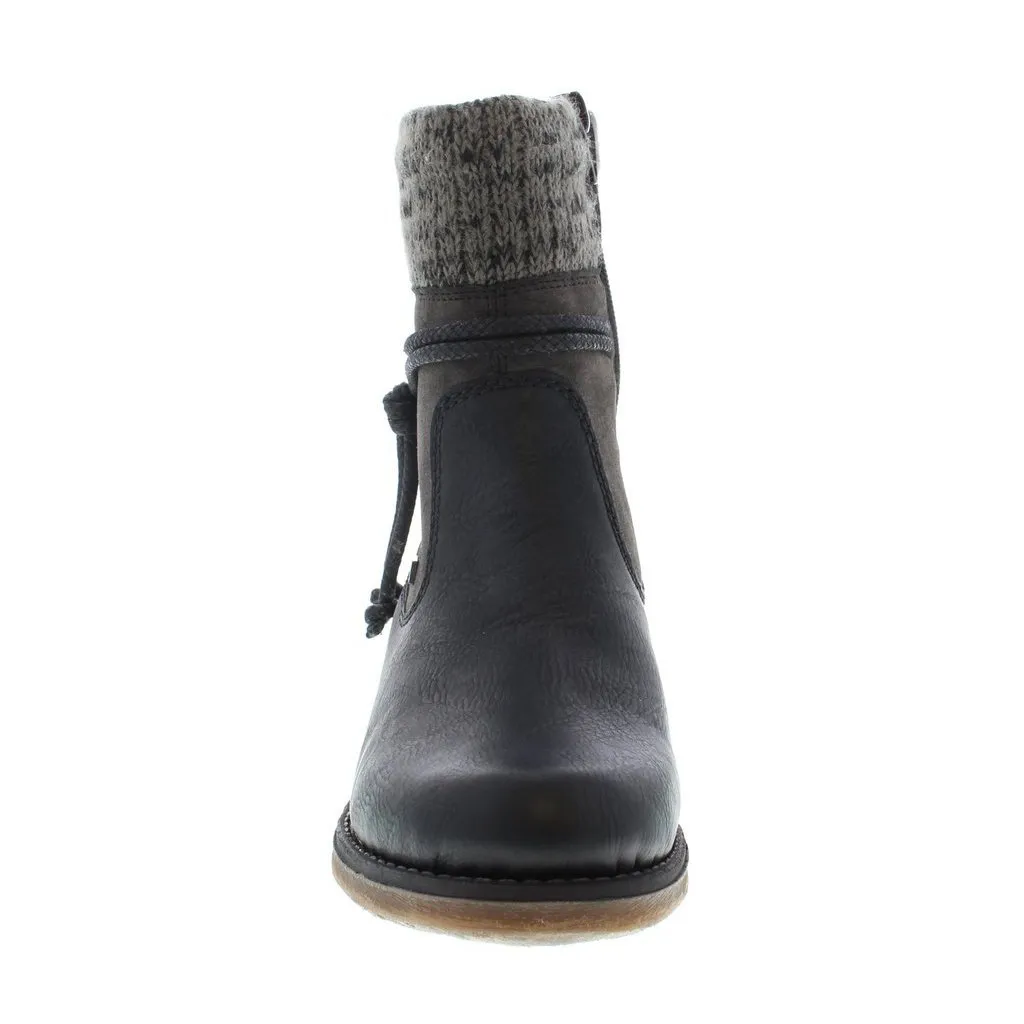 Rieker Damen 79688-00 Wasserdichtes schwarzes Leder