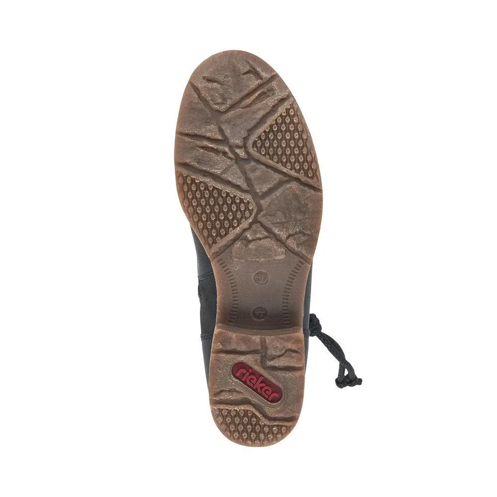 Rieker Damen 79688-00 Wasserdichtes schwarzes Leder