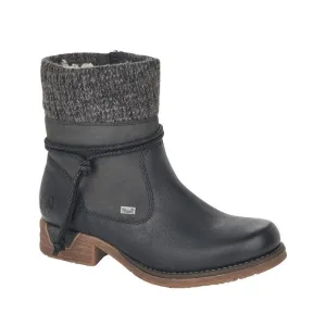 Rieker Damen 79688-00 Wasserdichtes schwarzes Leder