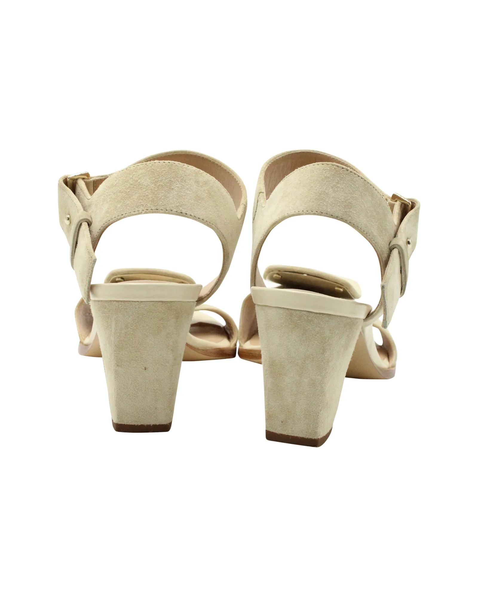 Roger Vivier Riemchensandalette mit Schnallenverschluss in Beige Wildleder