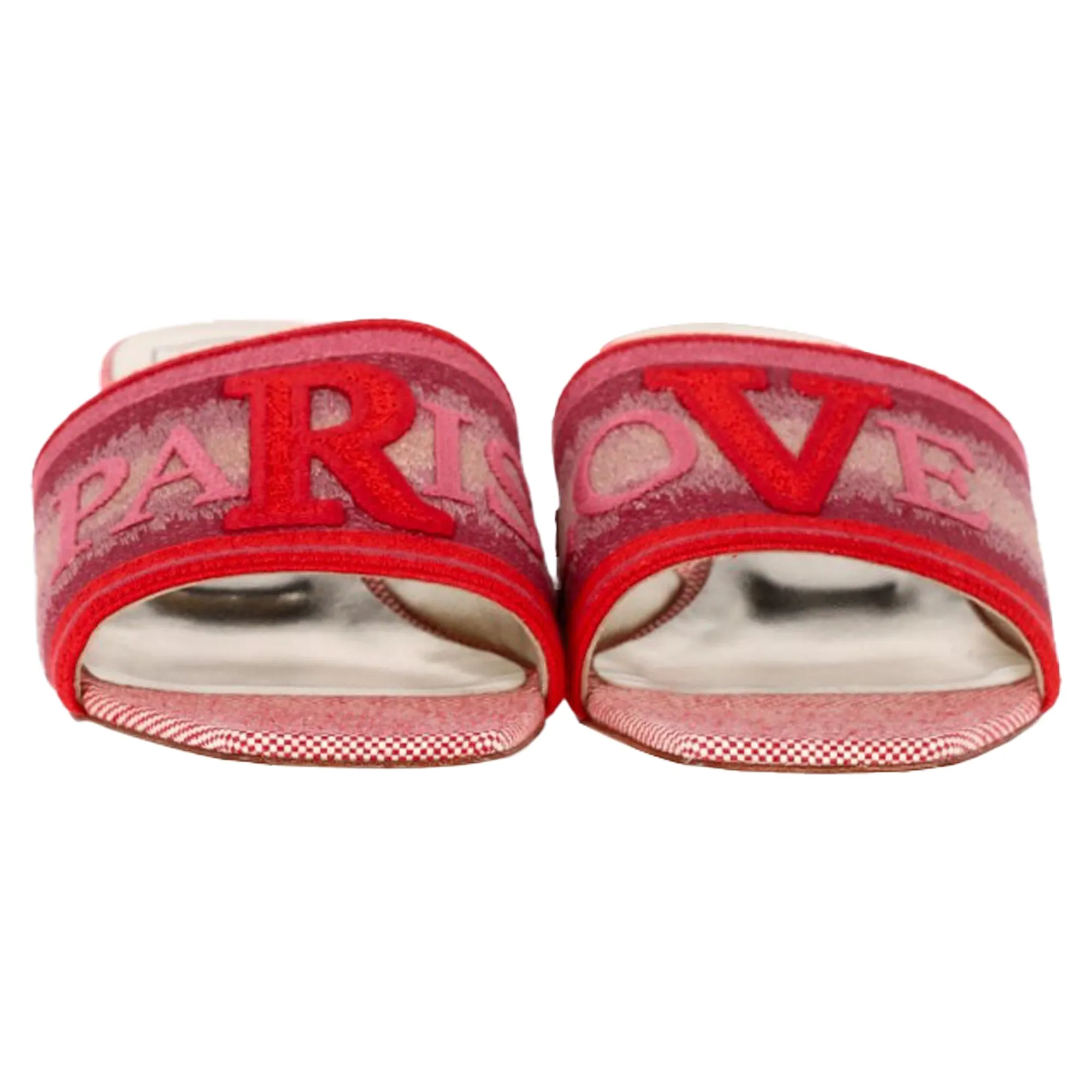 Roger Vivier Paris Love Absatz-Slip-On Sandalen in Rotem Leinenschuh_Roger-Vivier