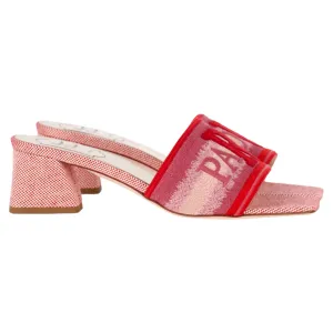 Roger Vivier Paris Love Absatz-Slip-On Sandalen in Rotem Leinenschuh_Roger-Vivier