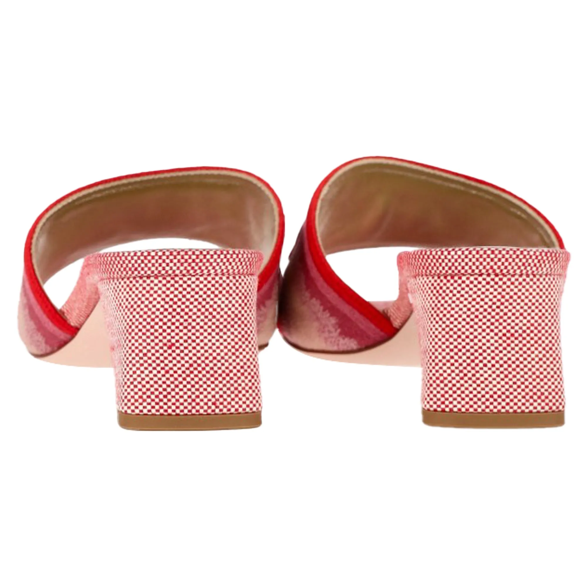 Roger Vivier Paris Love Absatz-Slip-On Sandalen in Rotem Leinenschuh_Roger-Vivier