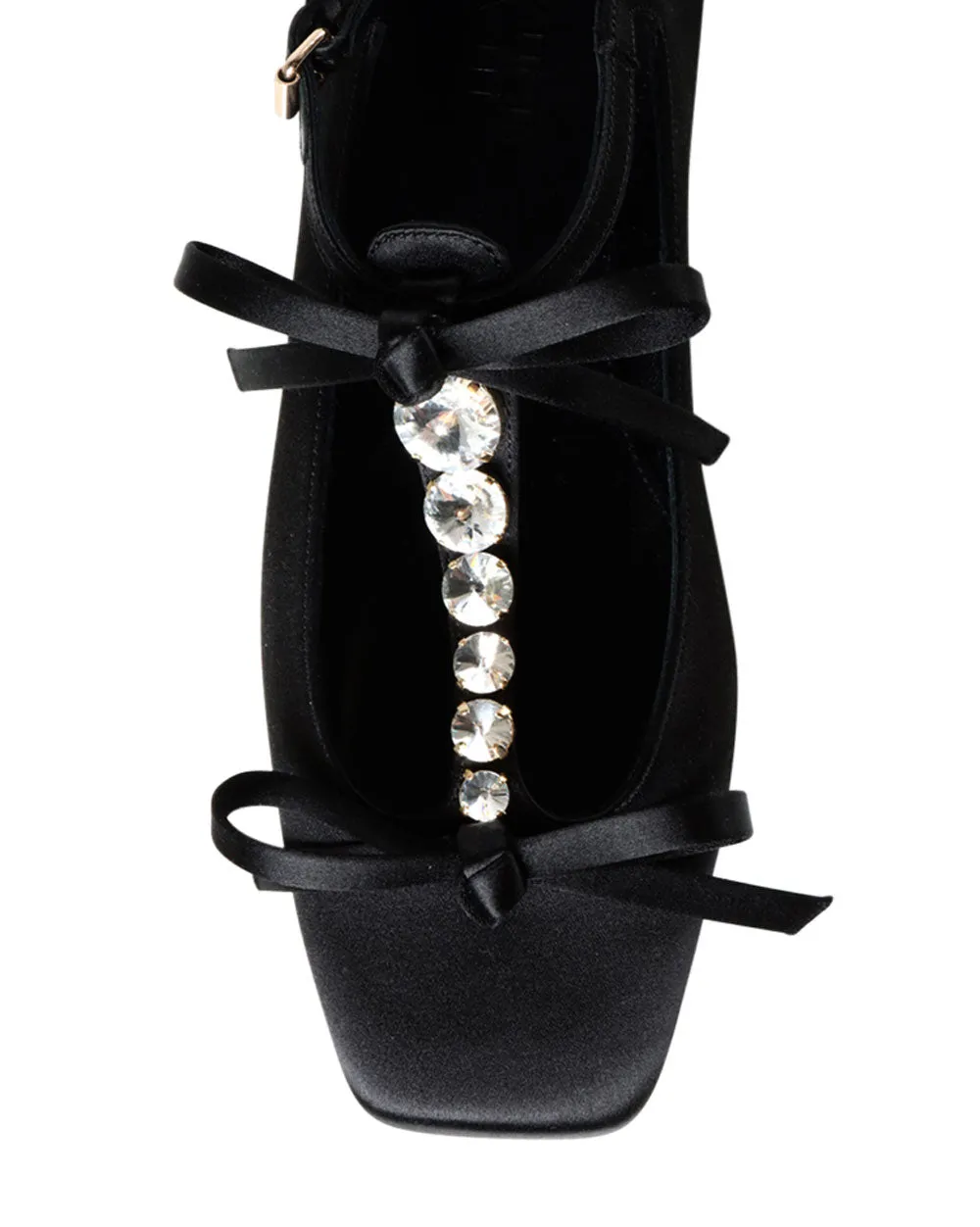 Satin Couture Ballettschuh in Schwarz und Kristall