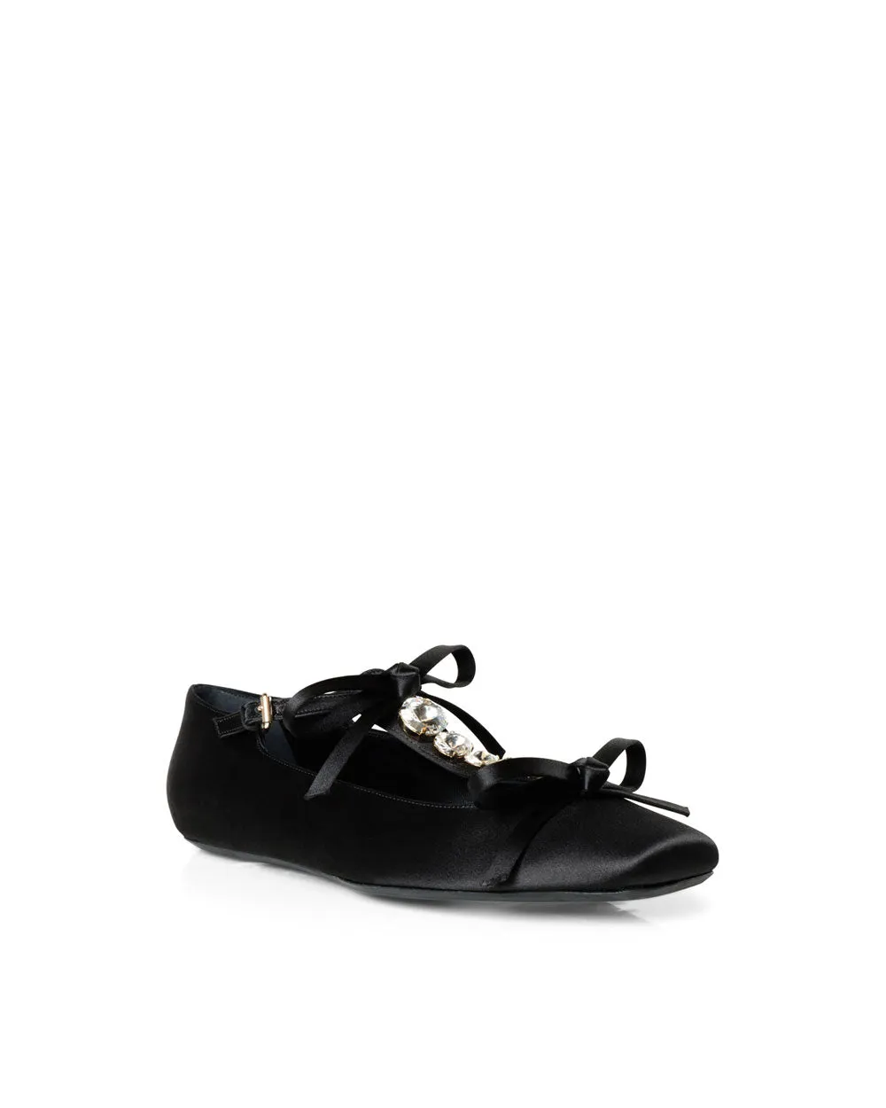 Satin Couture Ballettschuh in Schwarz und Kristall