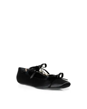 Satin Couture Ballettschuh in Schwarz und Kristall