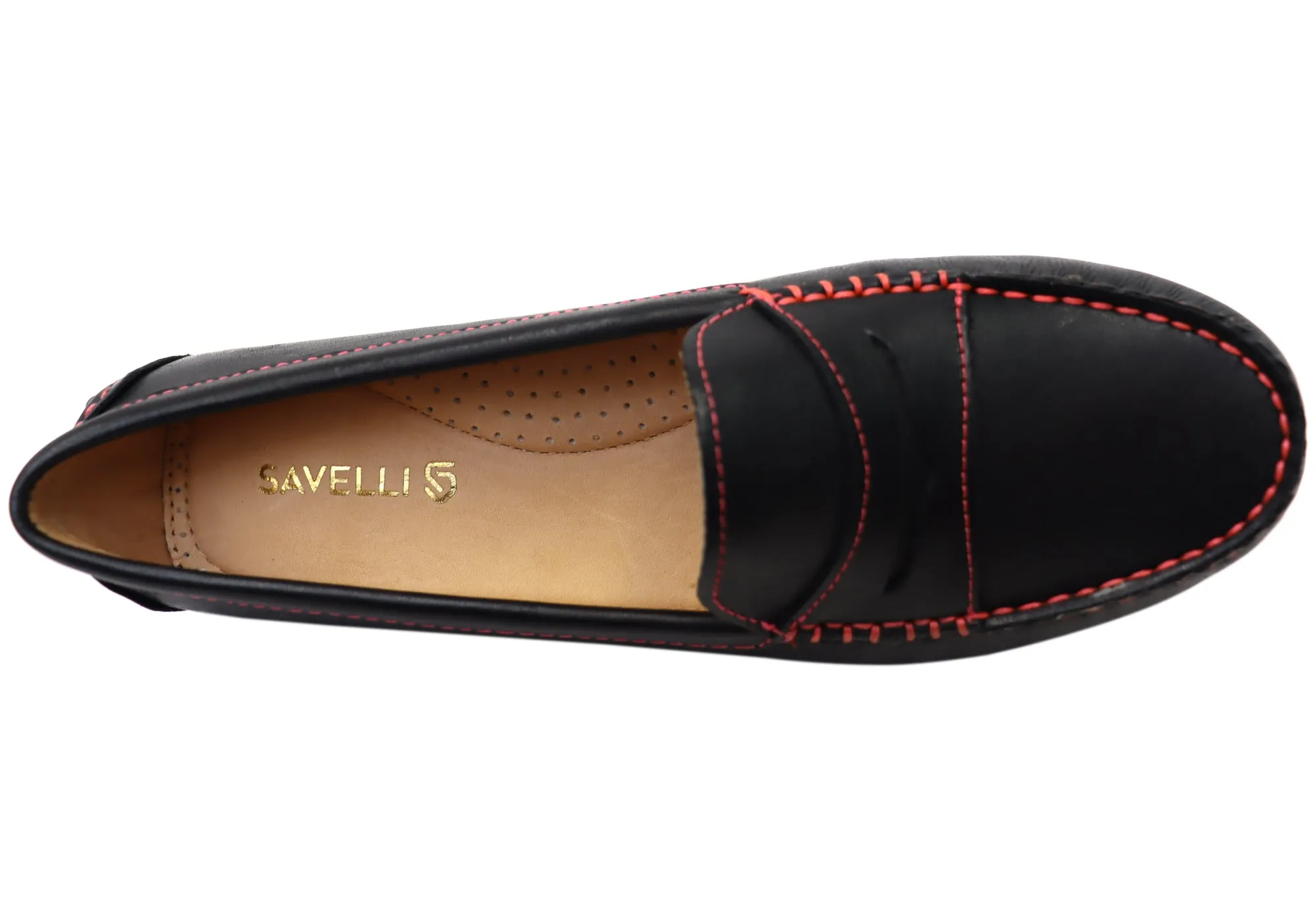 Savelli Stephanie Damen Komfort Loafer Schuhe aus Leder Hergestellt in Brasilien Savelli Schuhe