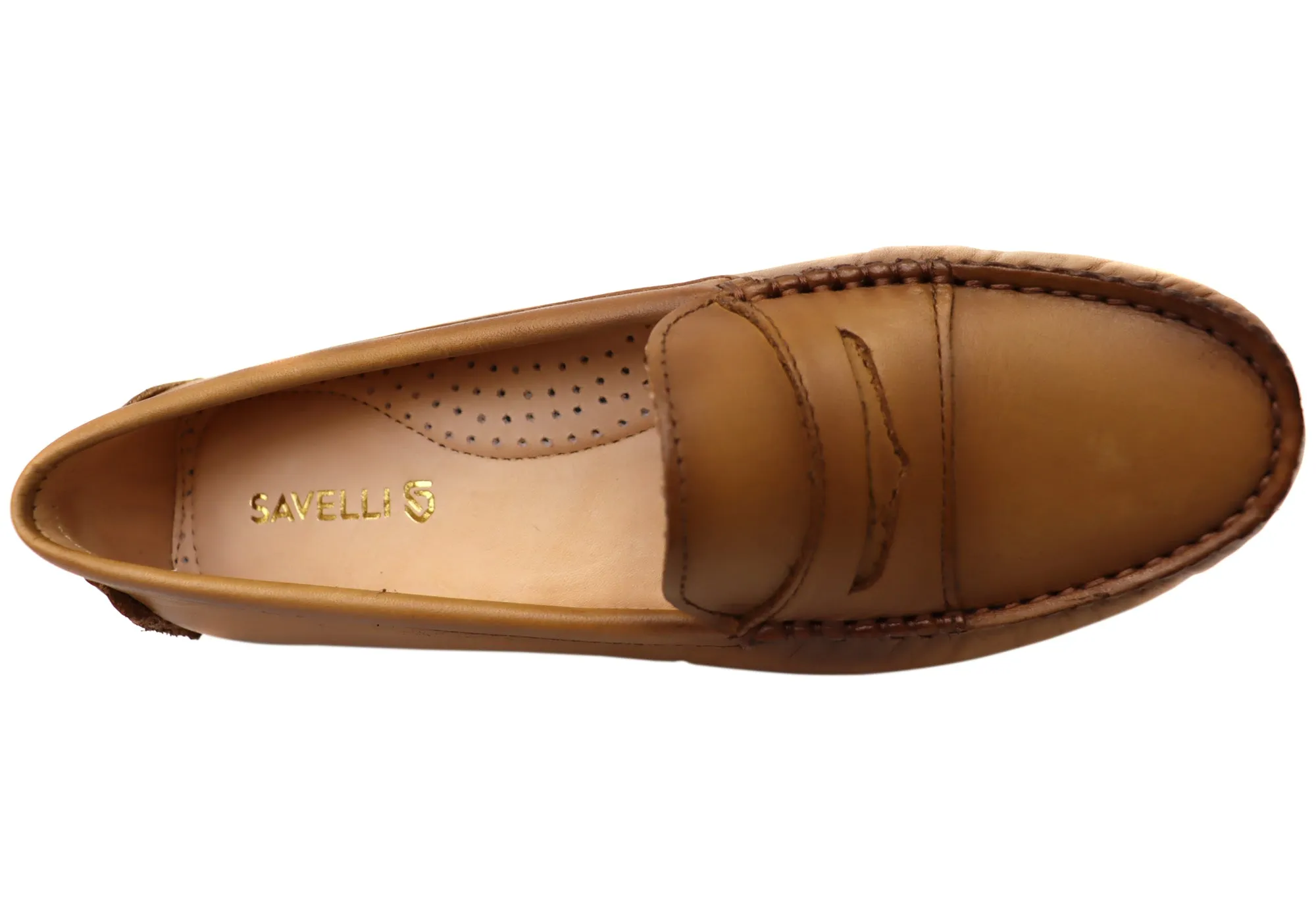Savelli Stephanie Damen Komfort Loafer Schuhe aus Leder Hergestellt in Brasilien Savelli Schuhe