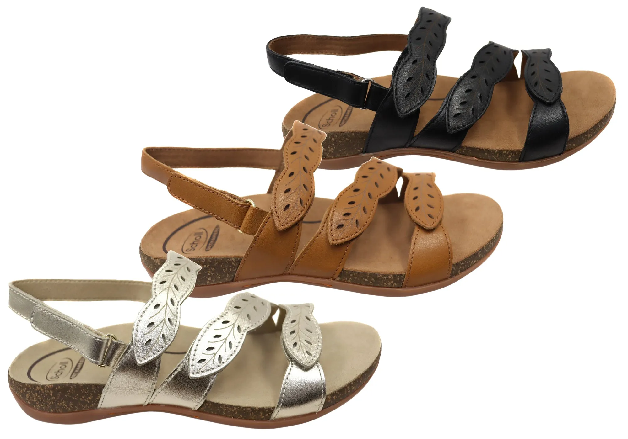 Scholl Orthaheel Able II Damen Bequeme Unterstützende Ledersandalen Scholl Orthaheel Schuhe