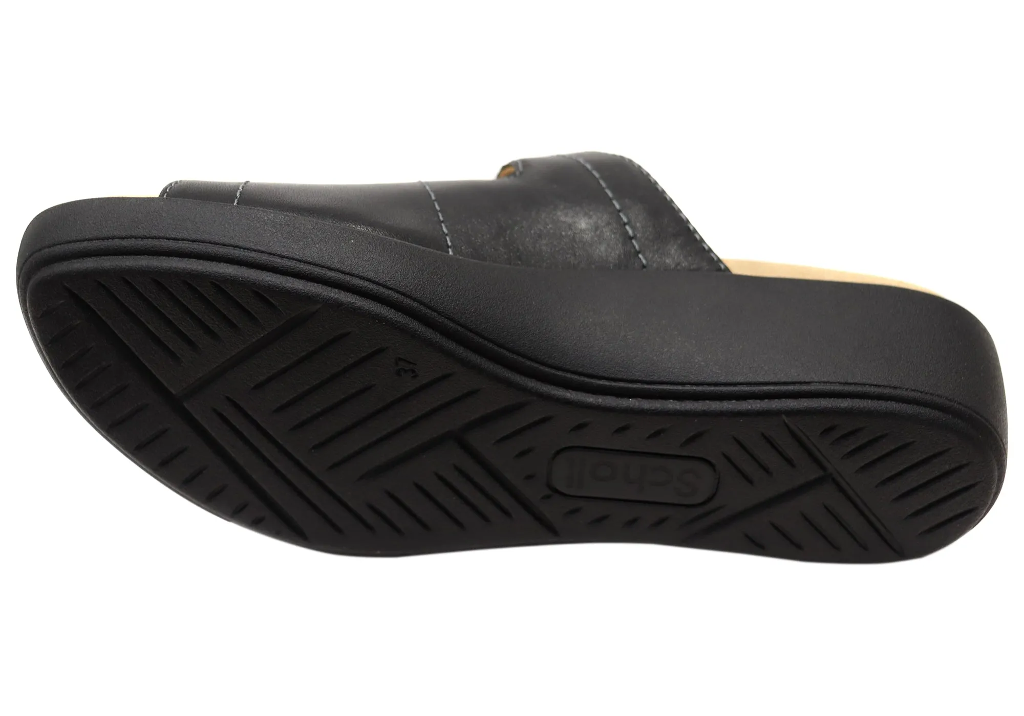 Scholl Orthaheel Tali Damen Bequeme Leder-Slides Sandalen Scholl Orthaheel Schuhe