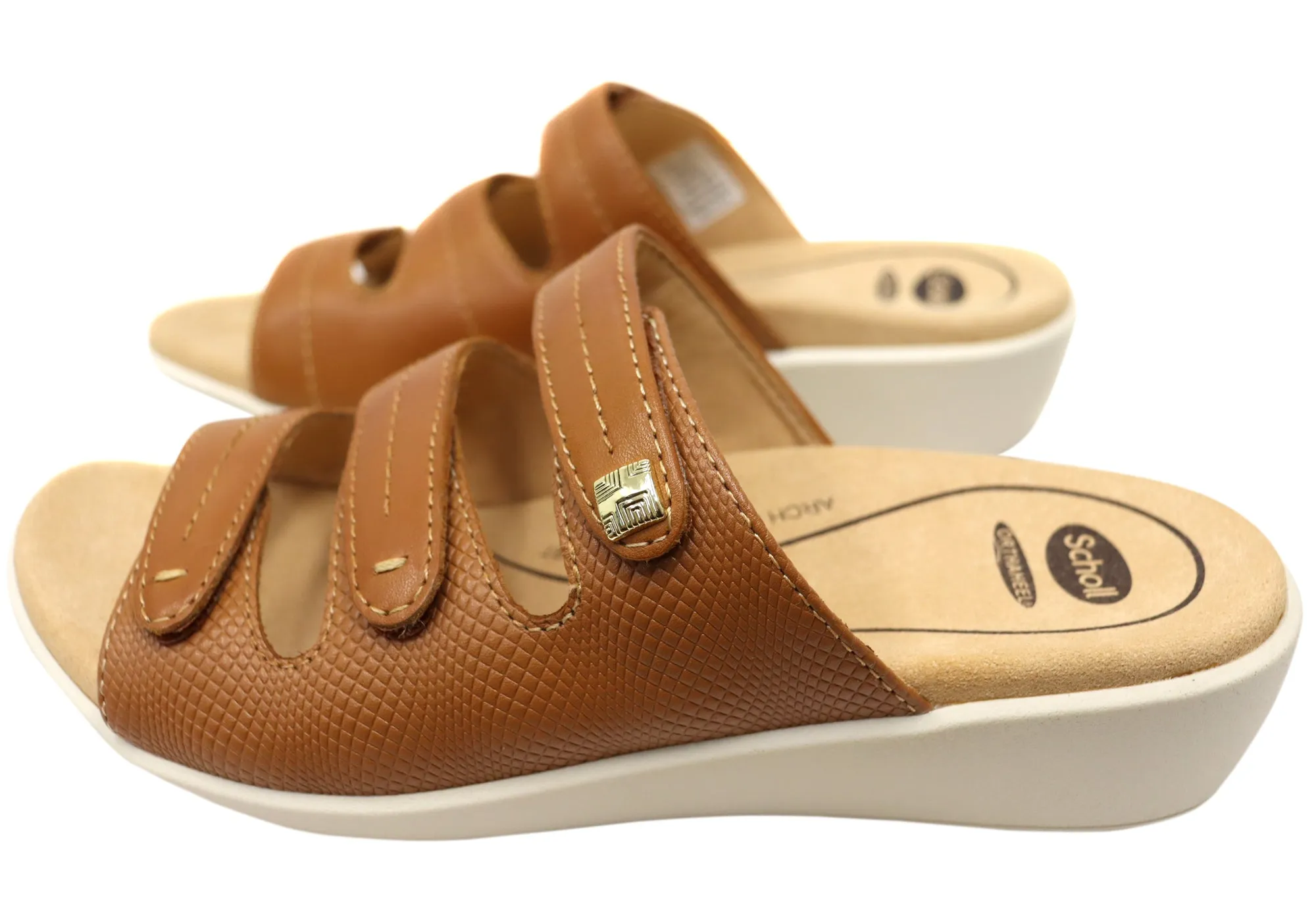 Scholl Orthaheel Tali Damen Bequeme Leder-Slides Sandalen Scholl Orthaheel Schuhe