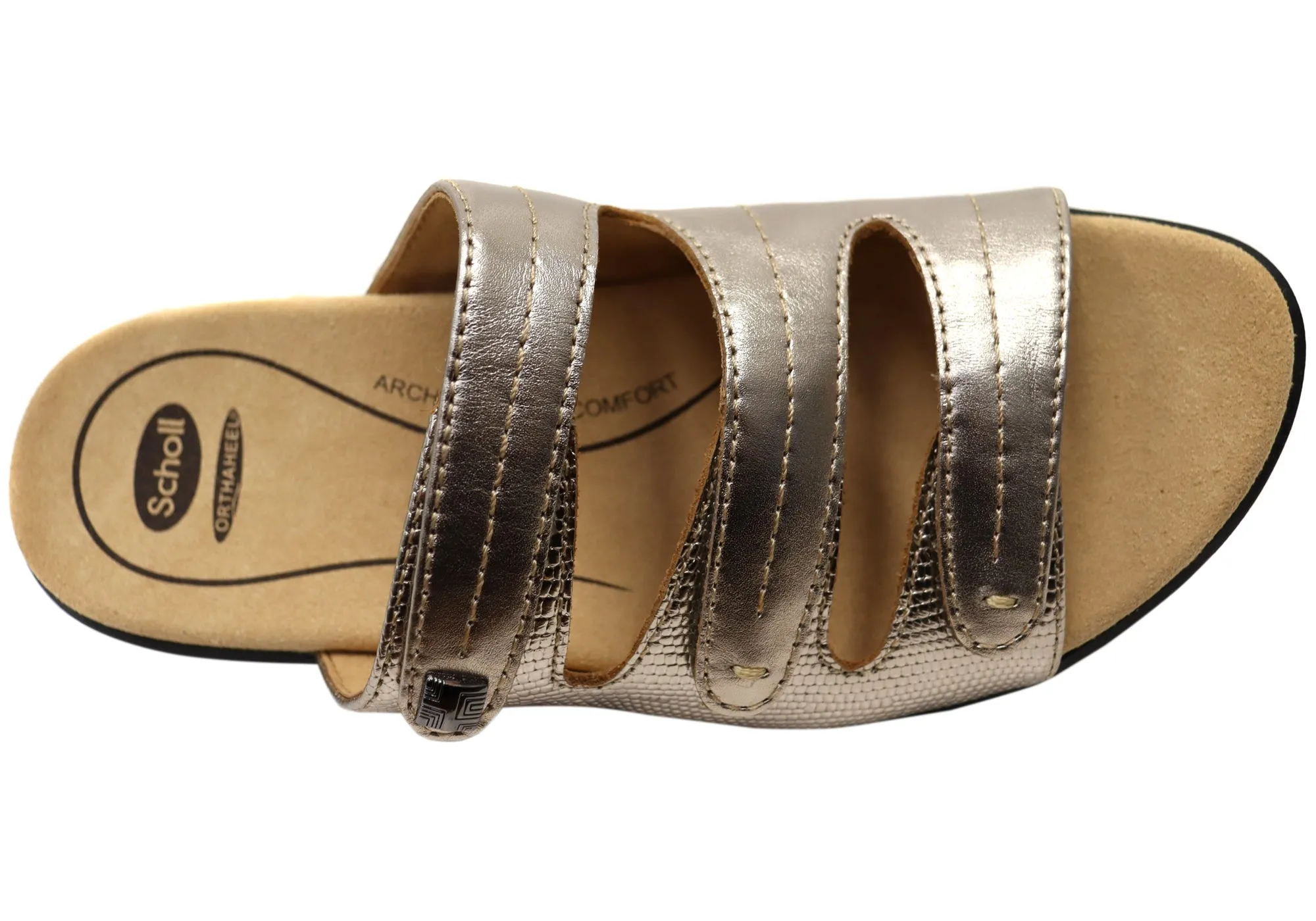 Scholl Orthaheel Tali Damen Bequeme Leder-Slides Sandalen Scholl Orthaheel Schuhe