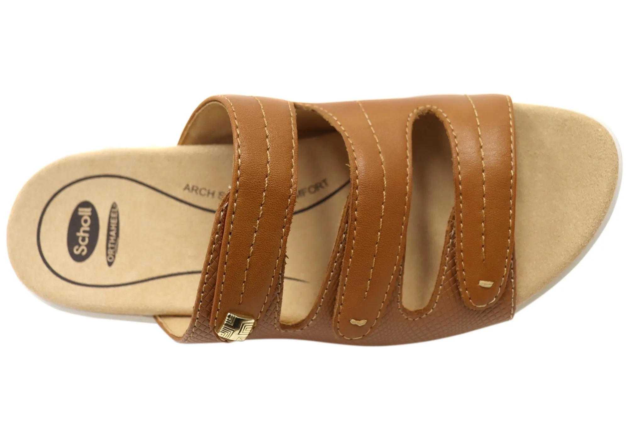 Scholl Orthaheel Tali Damen Bequeme Leder-Slides Sandalen Scholl Orthaheel Schuhe