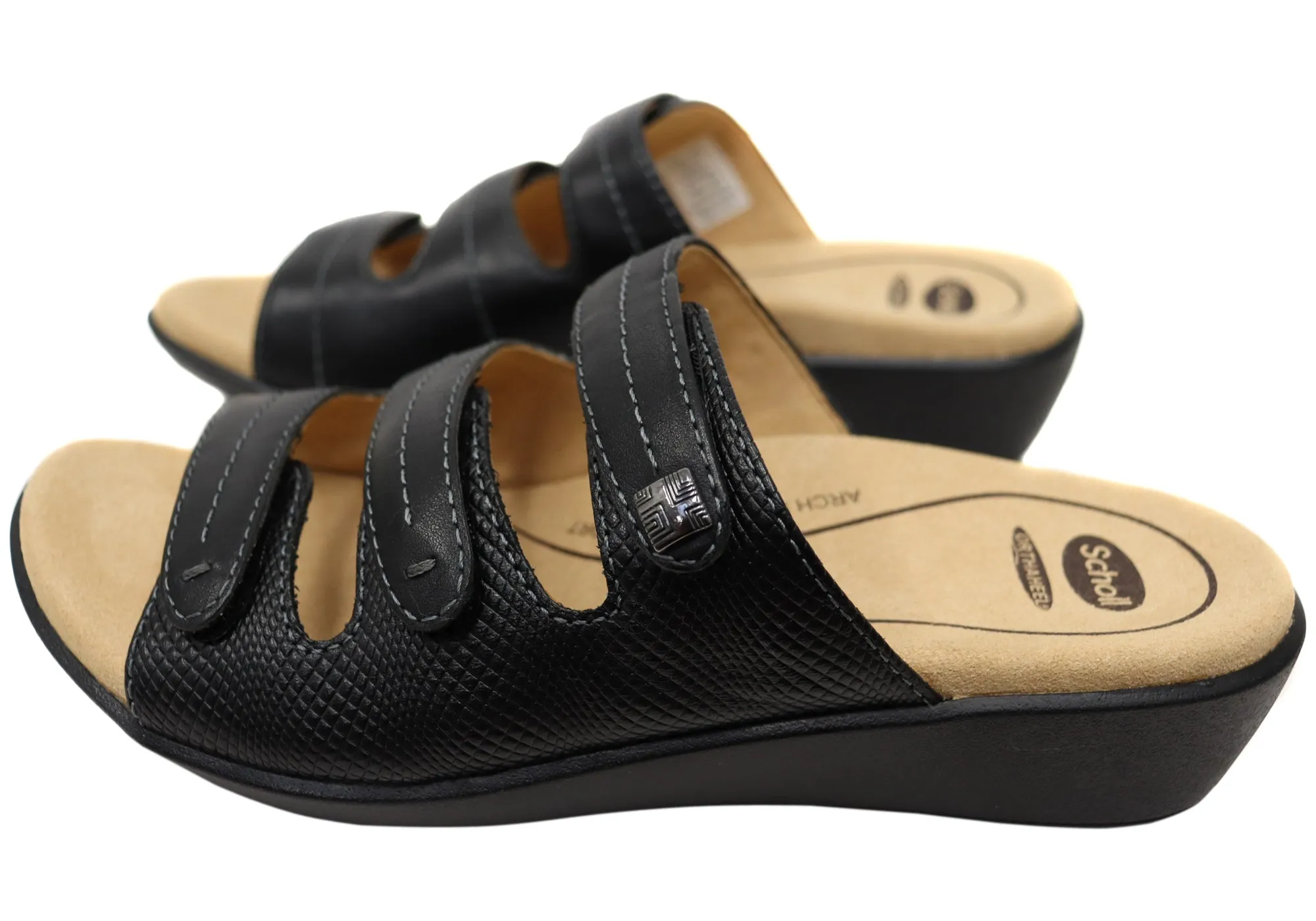 Scholl Orthaheel Tali Damen Bequeme Leder-Slides Sandalen Scholl Orthaheel Schuhe