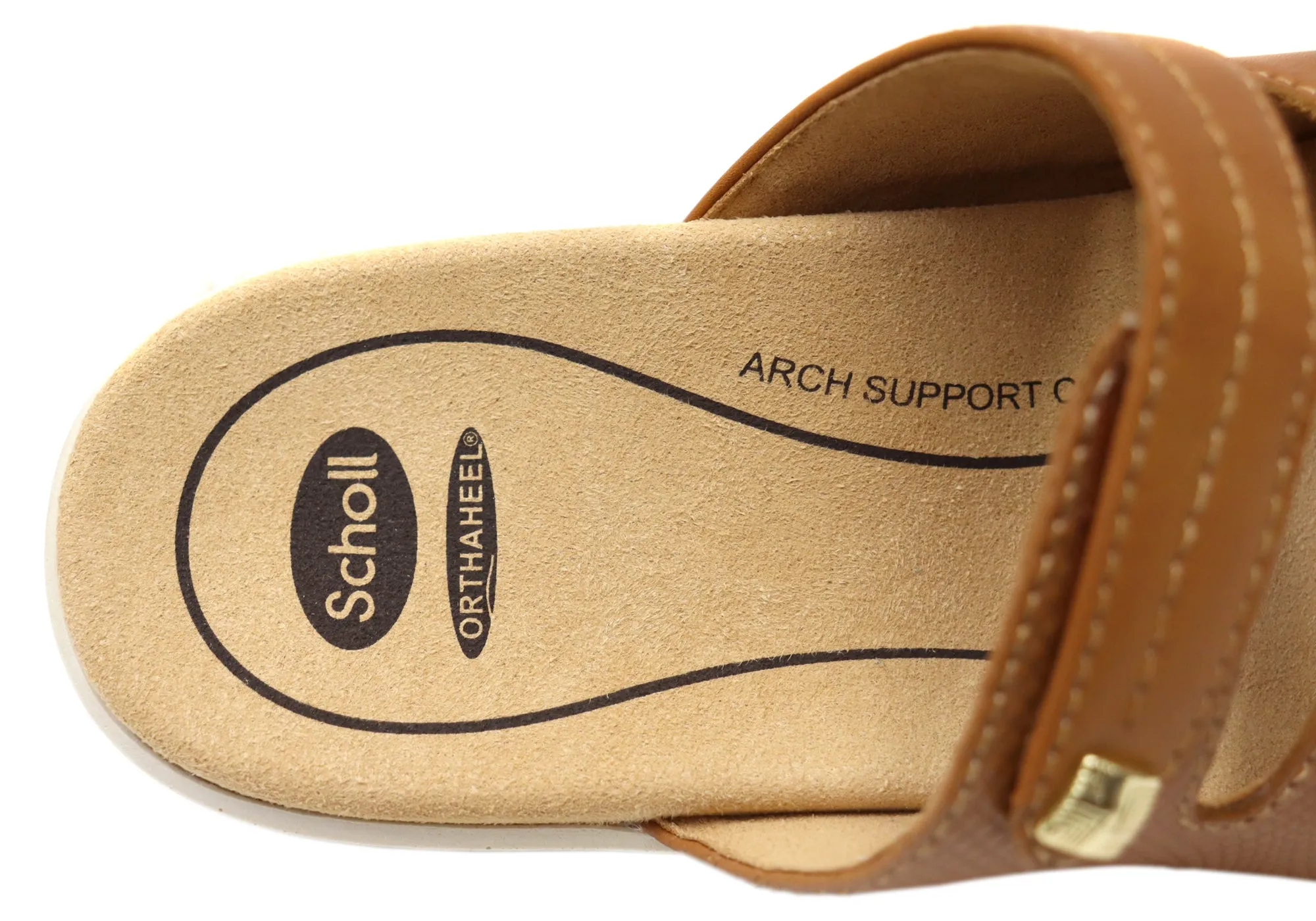 Scholl Orthaheel Tali Damen Bequeme Leder-Slides Sandalen Scholl Orthaheel Schuhe