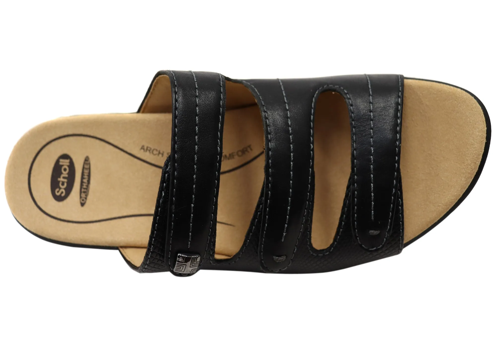 Scholl Orthaheel Tali Damen Bequeme Leder-Slides Sandalen Scholl Orthaheel Schuhe