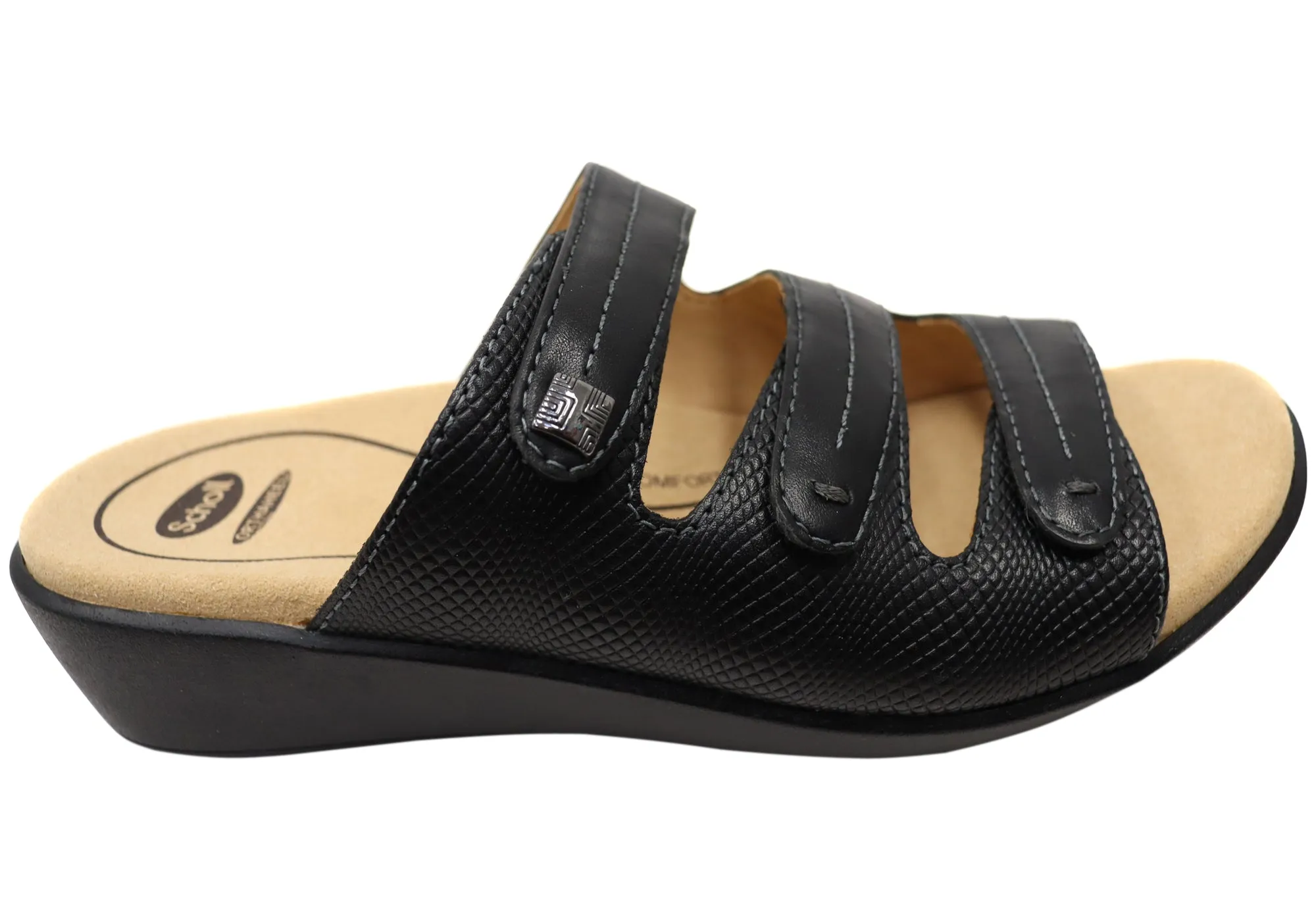 Scholl Orthaheel Tali Damen Bequeme Leder-Slides Sandalen Scholl Orthaheel Schuhe