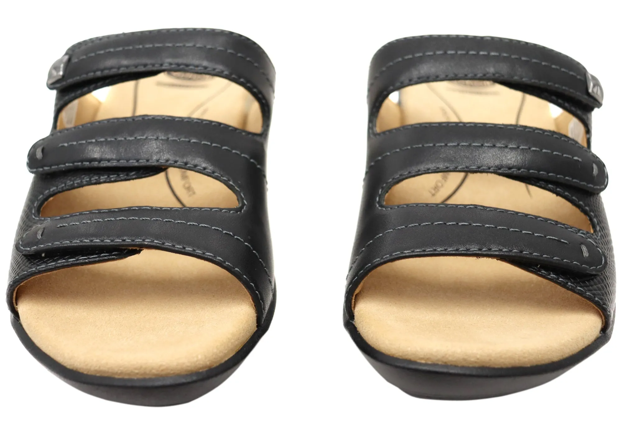 Scholl Orthaheel Tali Damen Bequeme Leder-Slides Sandalen Scholl Orthaheel Schuhe