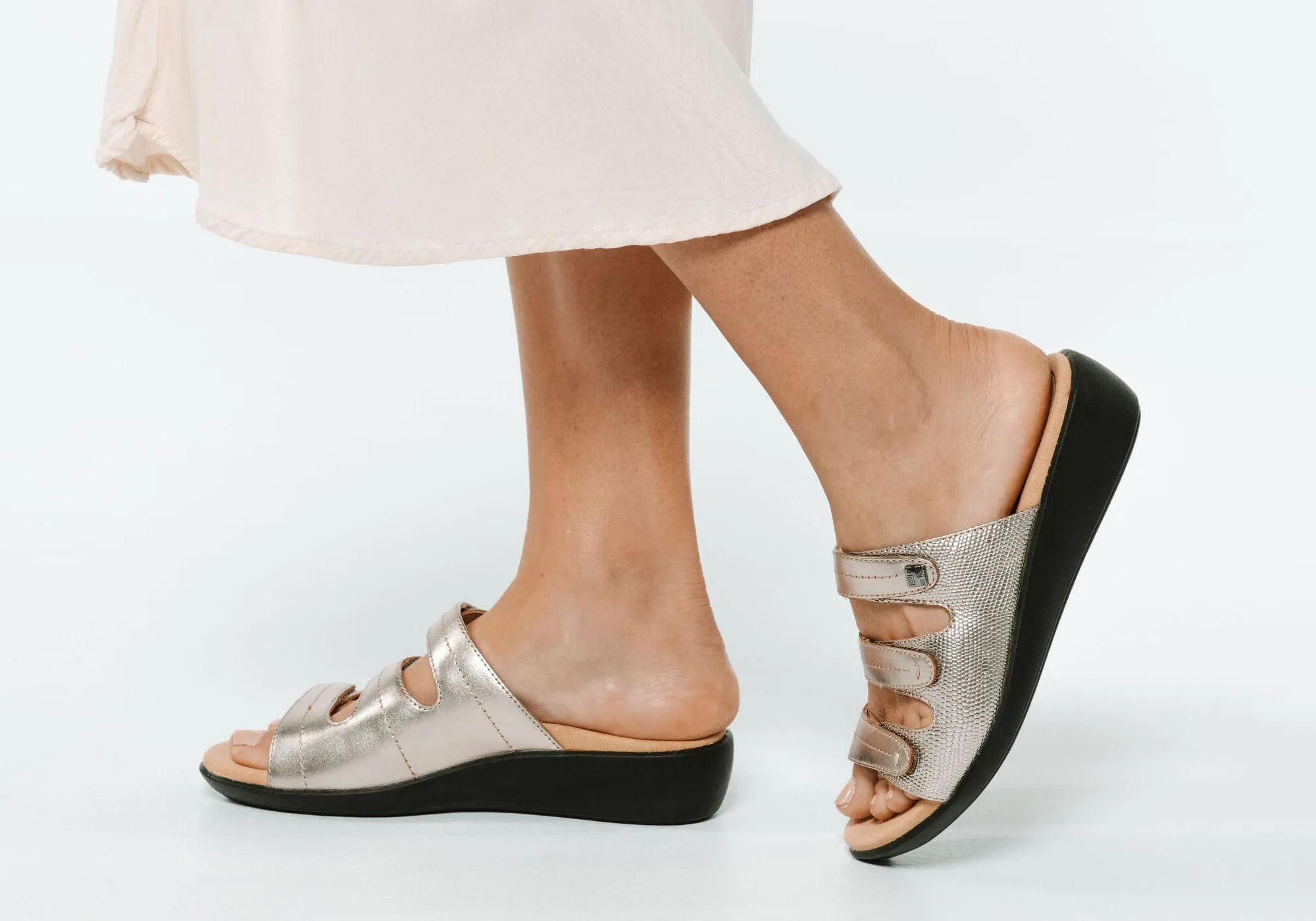 Scholl Orthaheel Tali Damen Bequeme Leder-Slides Sandalen Scholl Orthaheel Schuhe