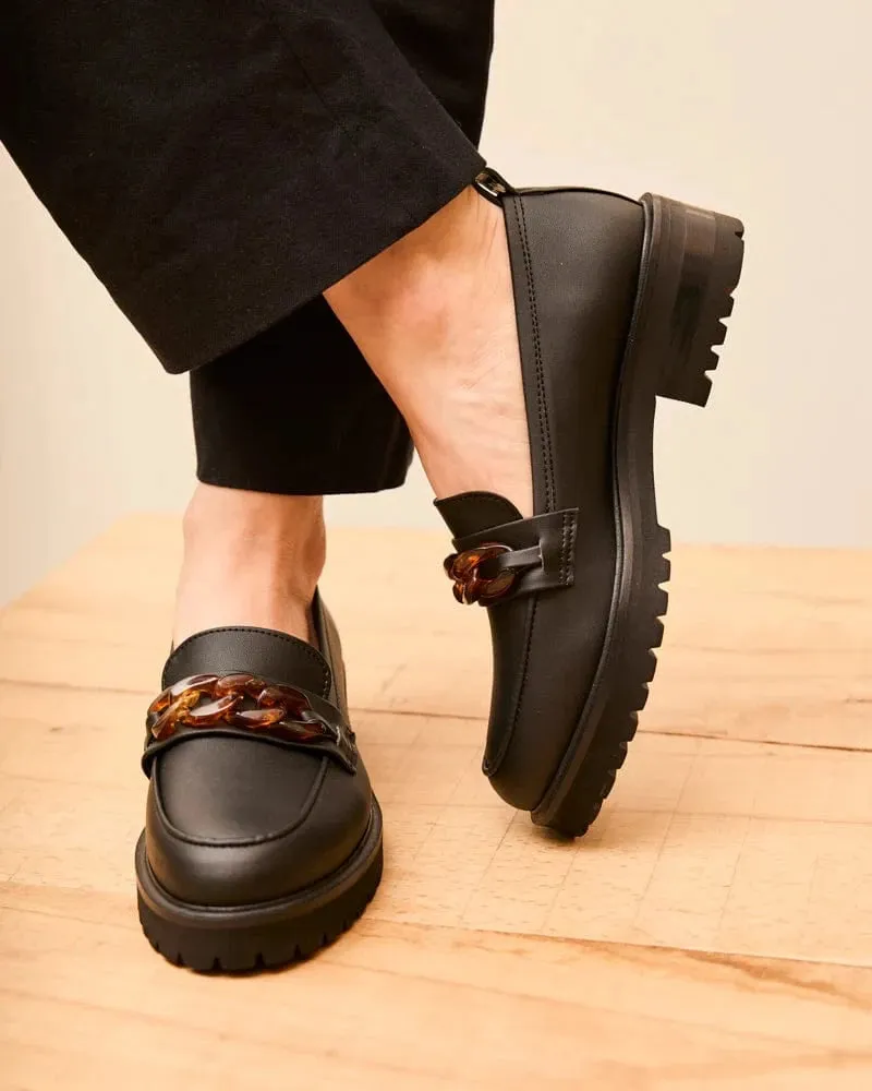 Sherlock Vegan Getreideleder-Loafer | Schwarz